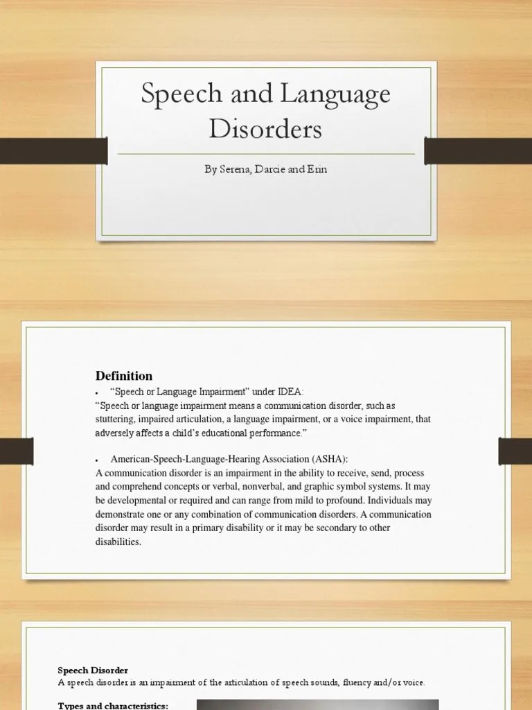 Speech And Language Disorders | PDF | Special Education | Speech Language Pathology