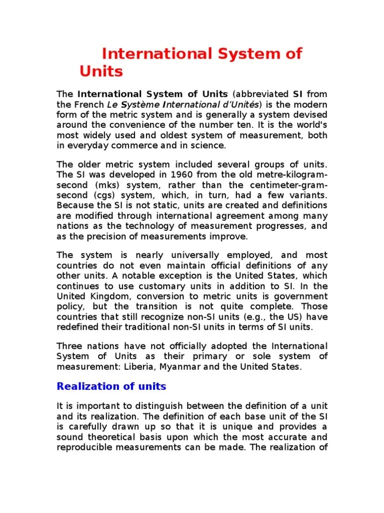 International System Of Units | PDF | International System Of Units | Litre