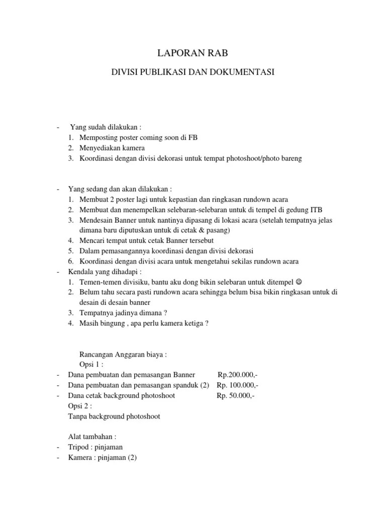 Meningkatkan pengetahuan masyarakat melalui pemasangan baliho di lingkungan. Contoh Laporan Rab Pdf