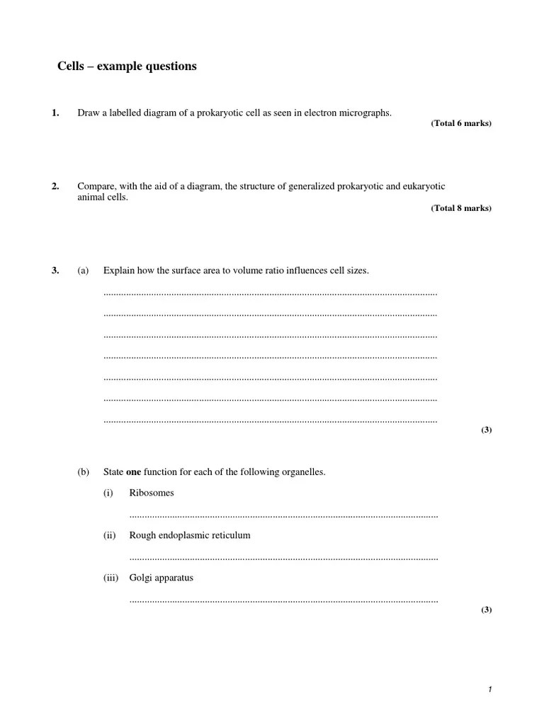 Questions with modelled examples and answers to get you and your students ready for the summer exams! Ib Biology Cells Past Paper Questions Pdf Cell Biology Cell Membrane