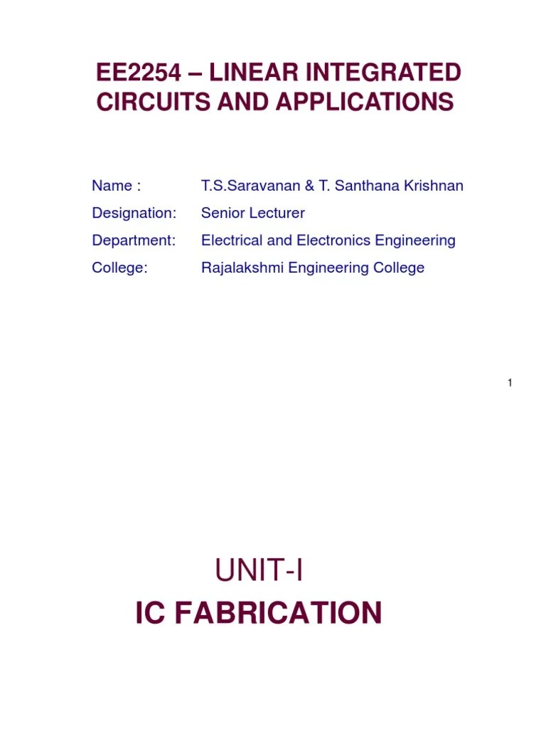 Lic Notes Operational Amplifier Amplifier