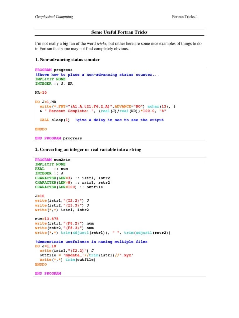 Fortran TUtorial | PDF | Parameter (Computer Programming) | Command ...