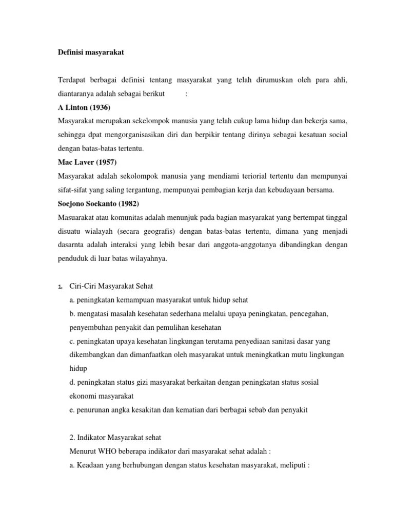 Definisi Masyarakat Sehat Dan Sejahtera | PDF