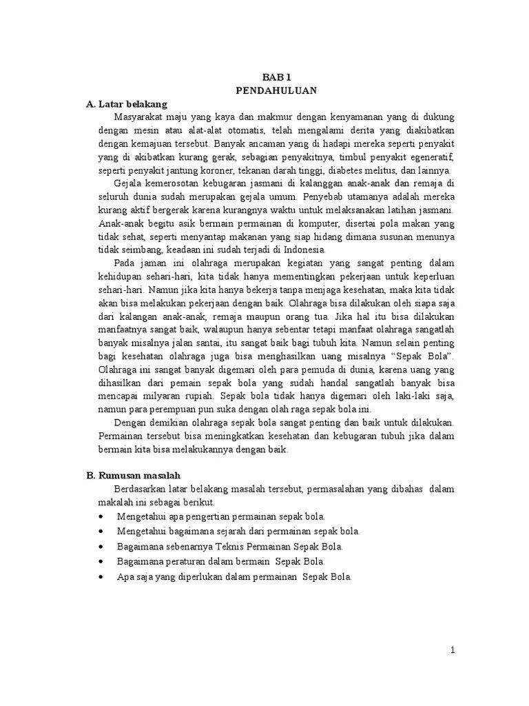 Makalah Tentang Sepak Bola Terlengkap Dediblog 