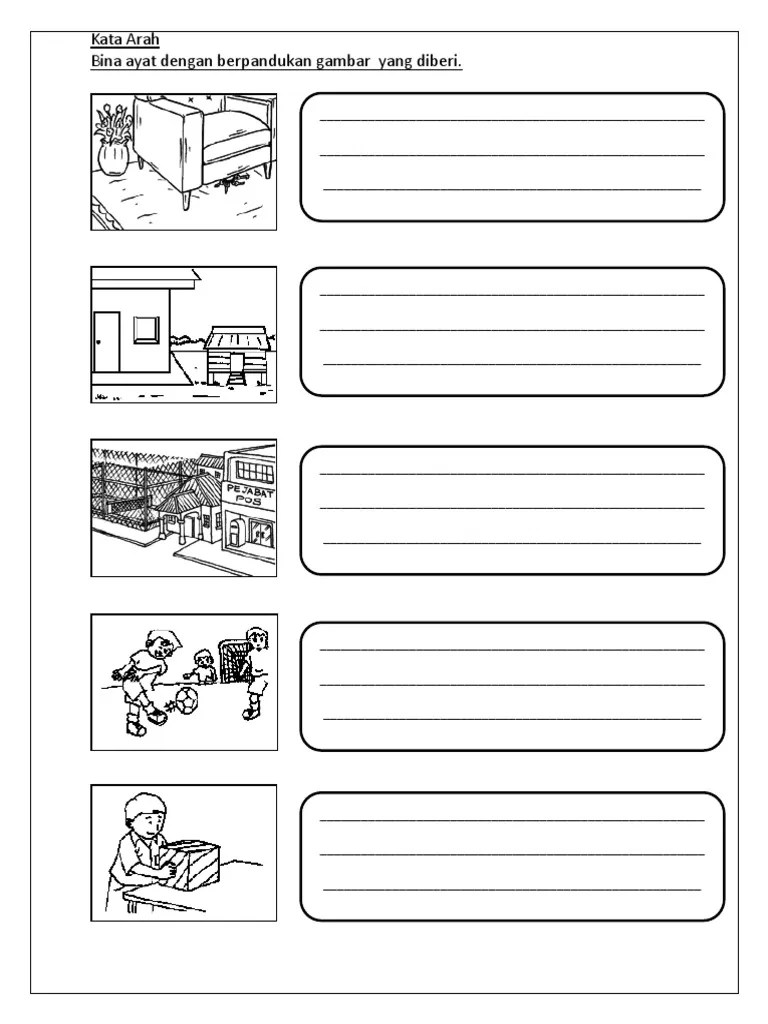 Tepi 边 belakang后面 atas上面 bawah下面 dalam . Lembaran Kerja Kata Arah Pdf