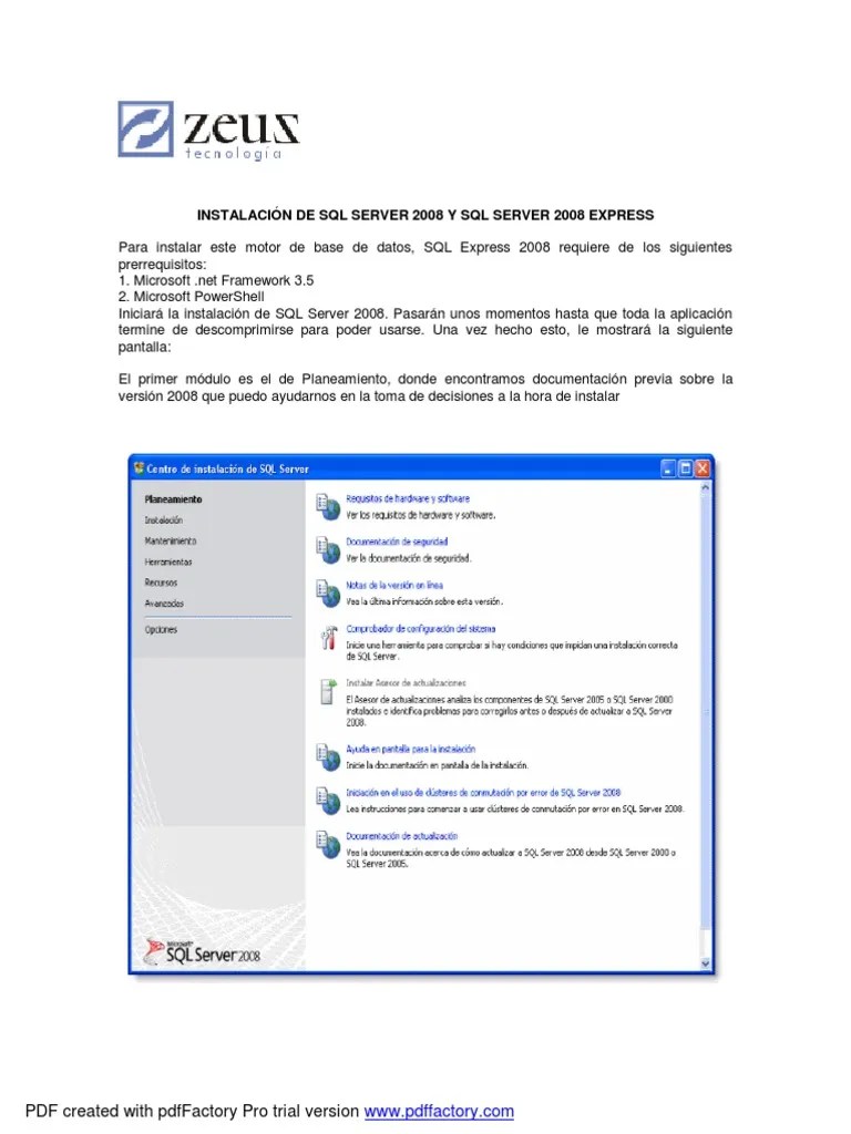 Manual De Instalacion SQL 2008 Y SQL 2008 Express PDF | PDF | Servidor ...
