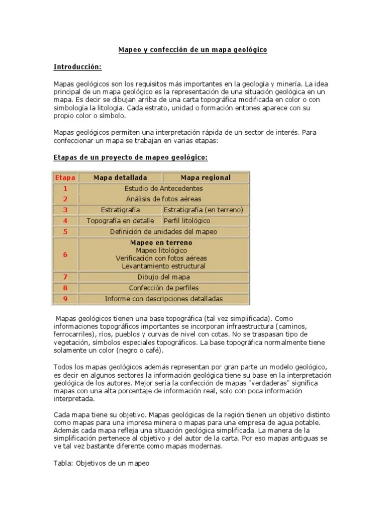 Mapeo Y Confección De Un Mapa Geológico | PDF | Estrato | Roca (geología)