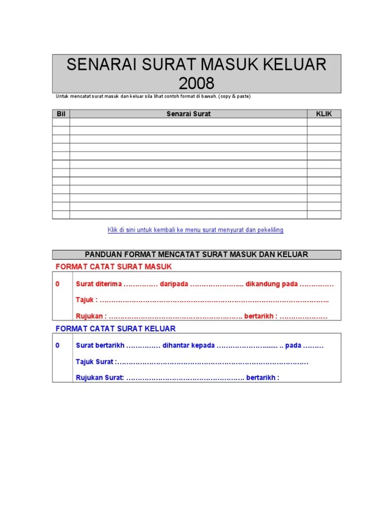 Surat masuk dan surat keluar. Senarai Surat Masuk Keluar Pdf