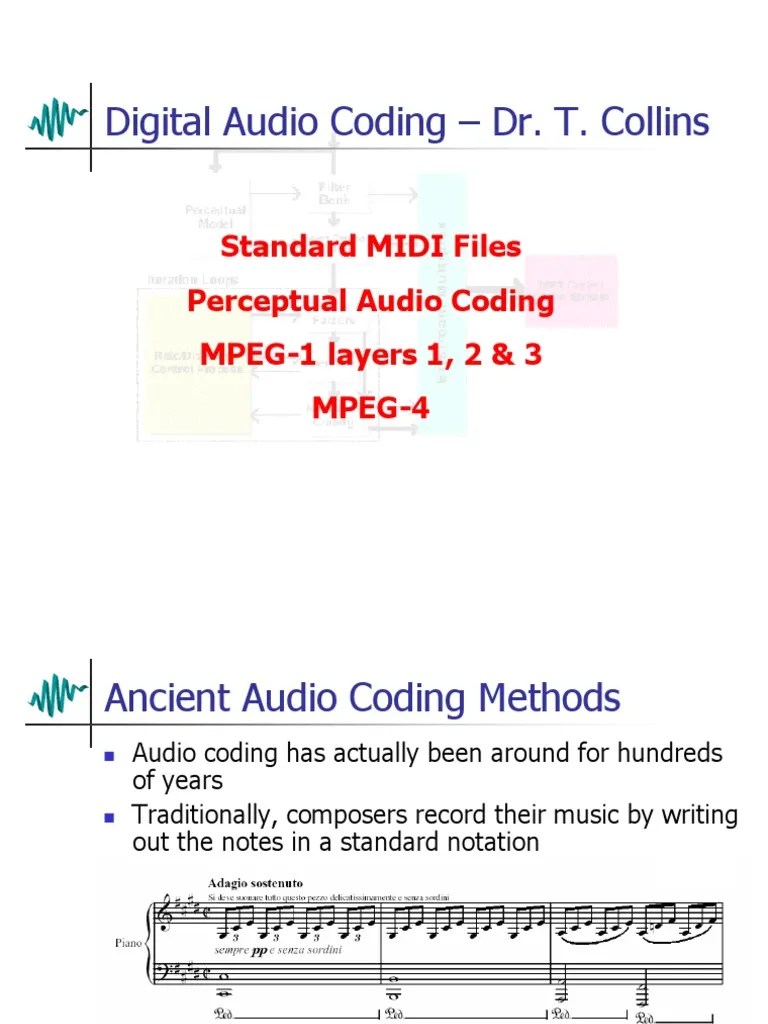 Digital Audio Coding - Dr. T. Collins: Standard MIDI Files Perceptual ...