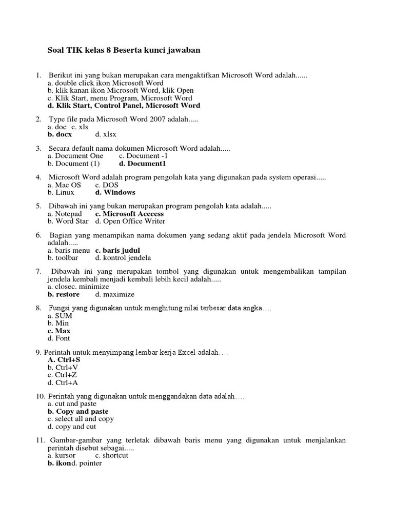 Contoh Soal Essay Microsoft Word 2007 Dan Jawabannya Dunia Sekolah Id Cute766