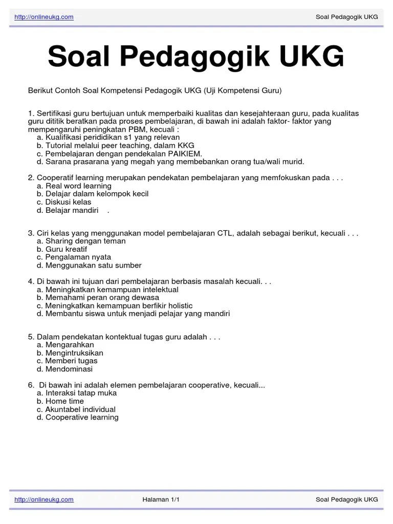 0 1 4 Contoh Soal Ukg Pedagogik Desain dan Produksi Kria Tekstil.