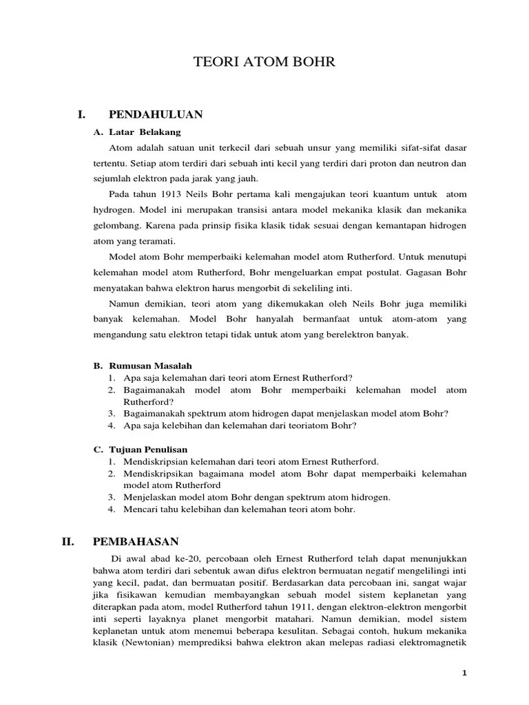 Tidak hanya karena model bohr menjelaskan alasan untuk struktur formula rydberg, ia. Makalah Ikatan