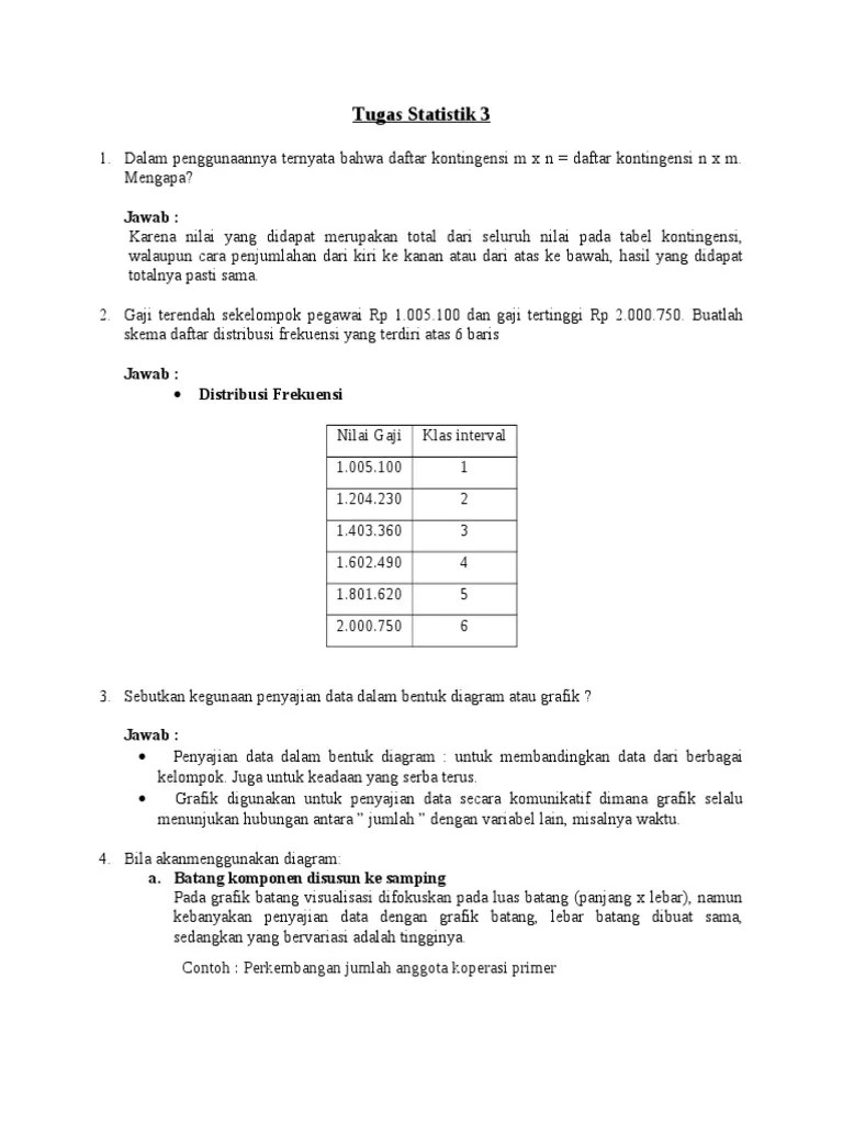 Koefisien kontingensi digunakan bila kedua varibel berbentuk kategori rumus : Tugas Statistik 3 4 Pdf