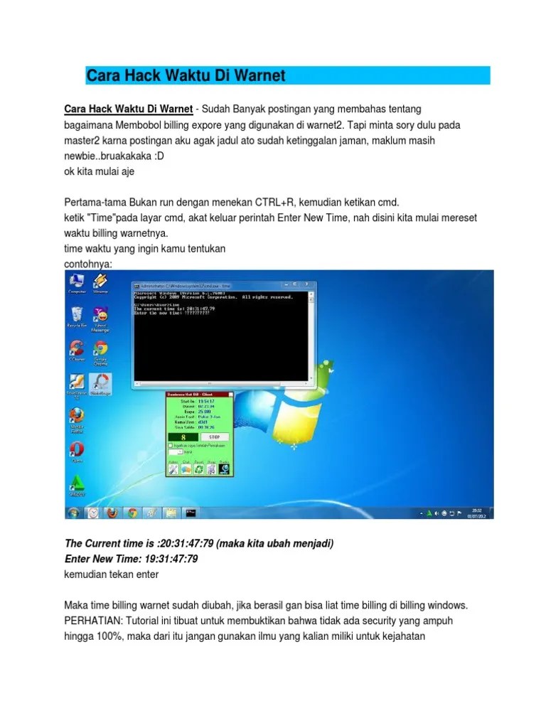 Cara Hack Waktu Di Warnet | PDF
