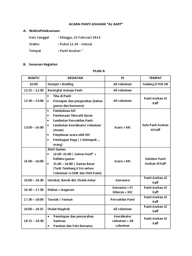 Acara Panti Asuhan | PDF