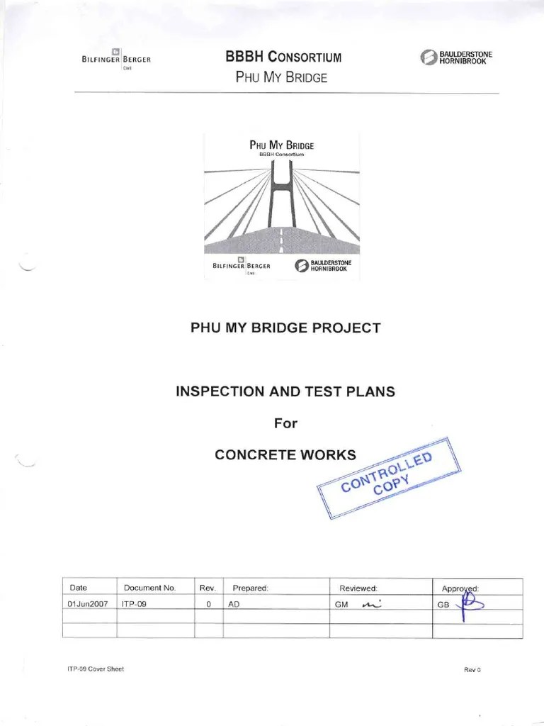 ITP-09 Concrete Works Rev.0 | PDF