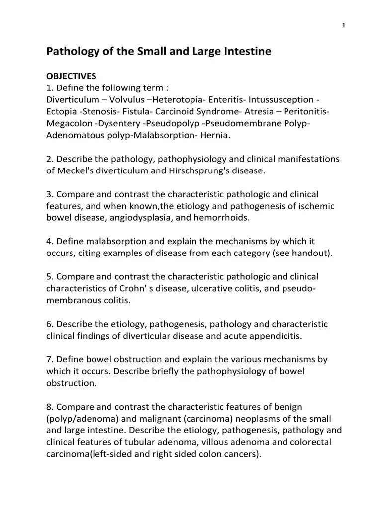 2014 - Lecture - Pathology Of The Small And Large Intestine | PDF | Colorectal Cancer | Coeliac ...