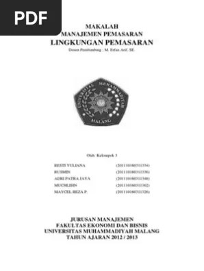 Lingkungan pemasaran adalah lingkungan perusahaan yang terdiri dari pelaku dan kekuatan di luar pemasaran yang mempengaruhi kemampuan manajemen pemasaran . Lingkungan Pemasaran Pdf