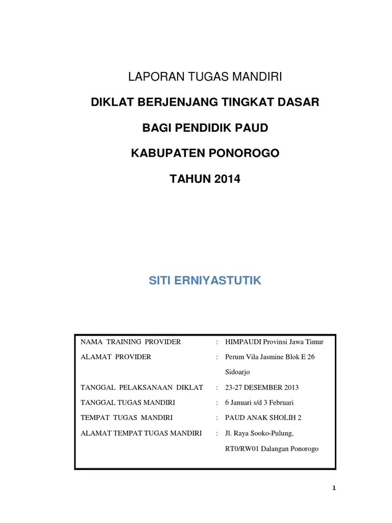 Contoh lampiran tugas mandiri diklat berjenjang. Contoh Laporan Tugas Mandiri Diklat Lanjut Paud 2018 Nusagates