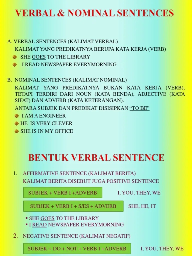 Verbal &amp; Nominal Sentences | PDF | Verb | Adverb