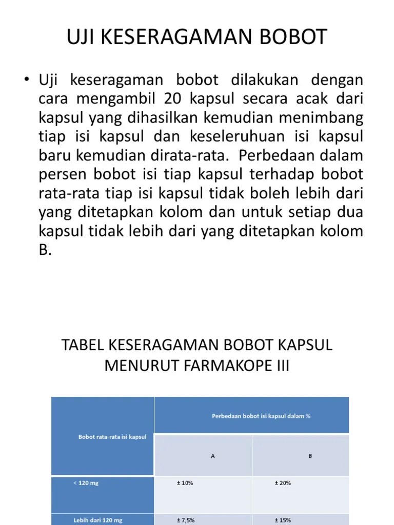 Uji Keseragaman Bobot | PDF