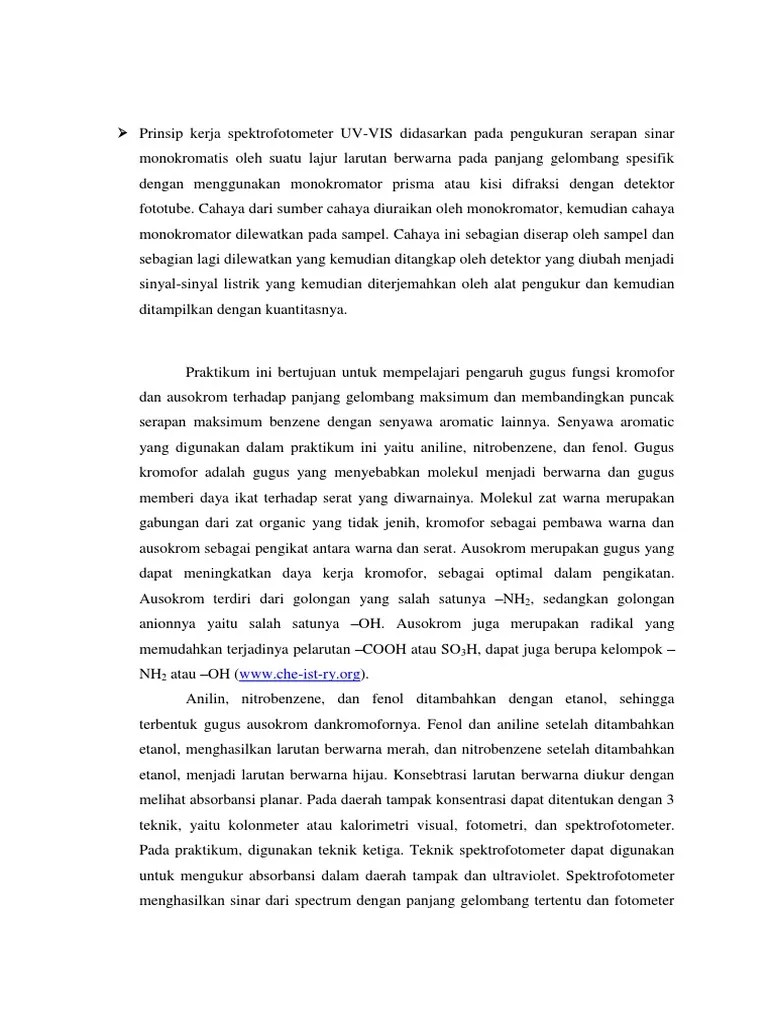 Prinsip Kerja Spektrofotometer UV | PDF