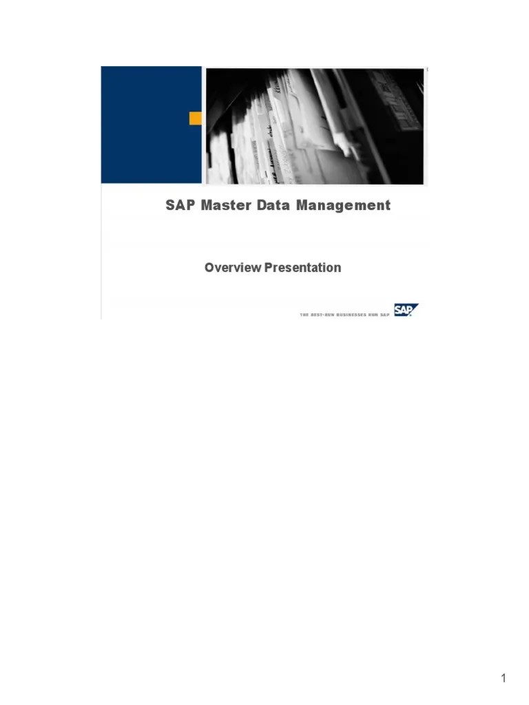 SAP Master Data Management Overview | PDF | Business Intelligence | Sap Se