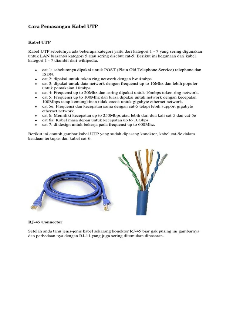 Jika anda menggunakan kabel ini kita dapat mengirimkan foto, berkas dan lain sebagainya tanpa perlu repot lagi. Cara Pemasangan Kabel Utp Pdf