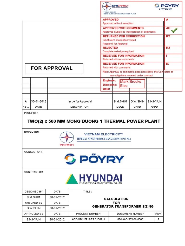 MD1-0-E-505!06!00001 Generator Transformer Sizing Calculation | PDF ...