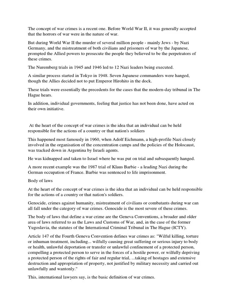 War Crimes | PDF | War Crime | Crimes Against Humanity