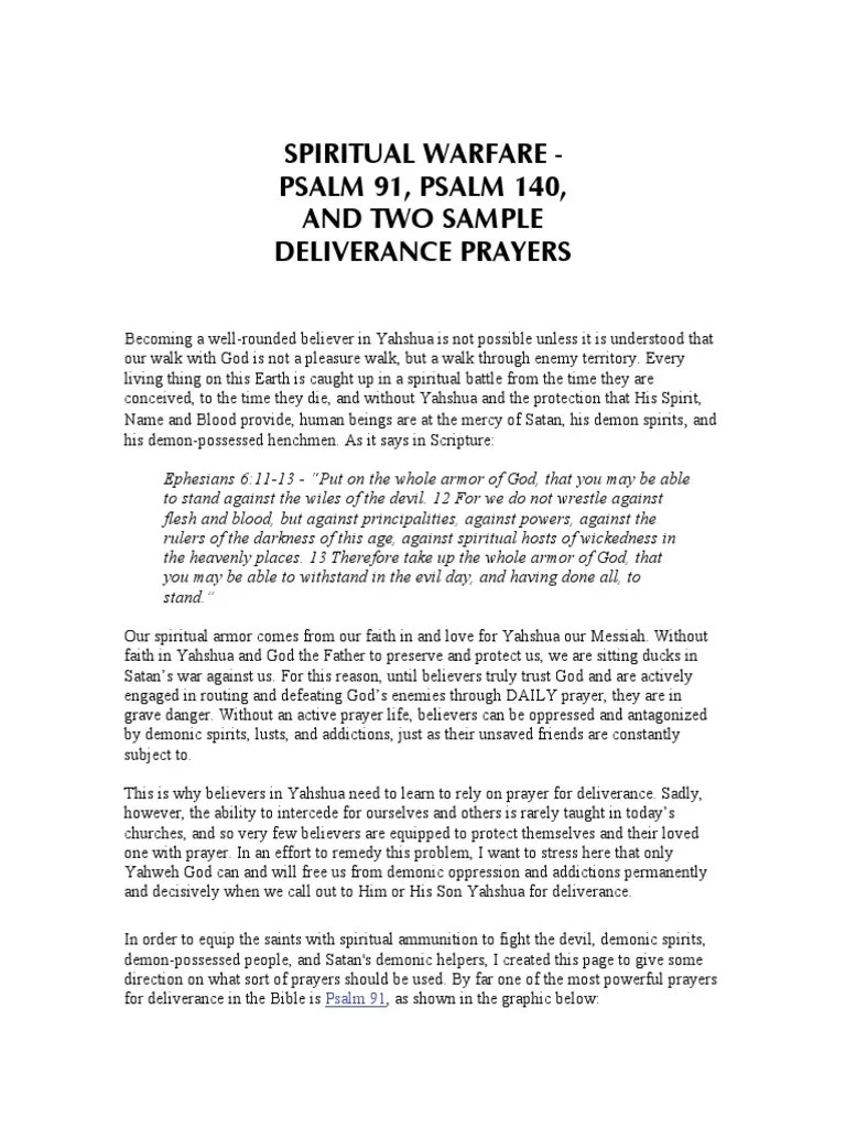 Spiritual Warfare Deliverance Prayers | PDF | Spiritual Warfare | Demons