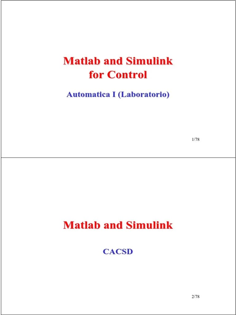 Matlab Simulink For Control082p | PDF | Control Theory | Matlab
