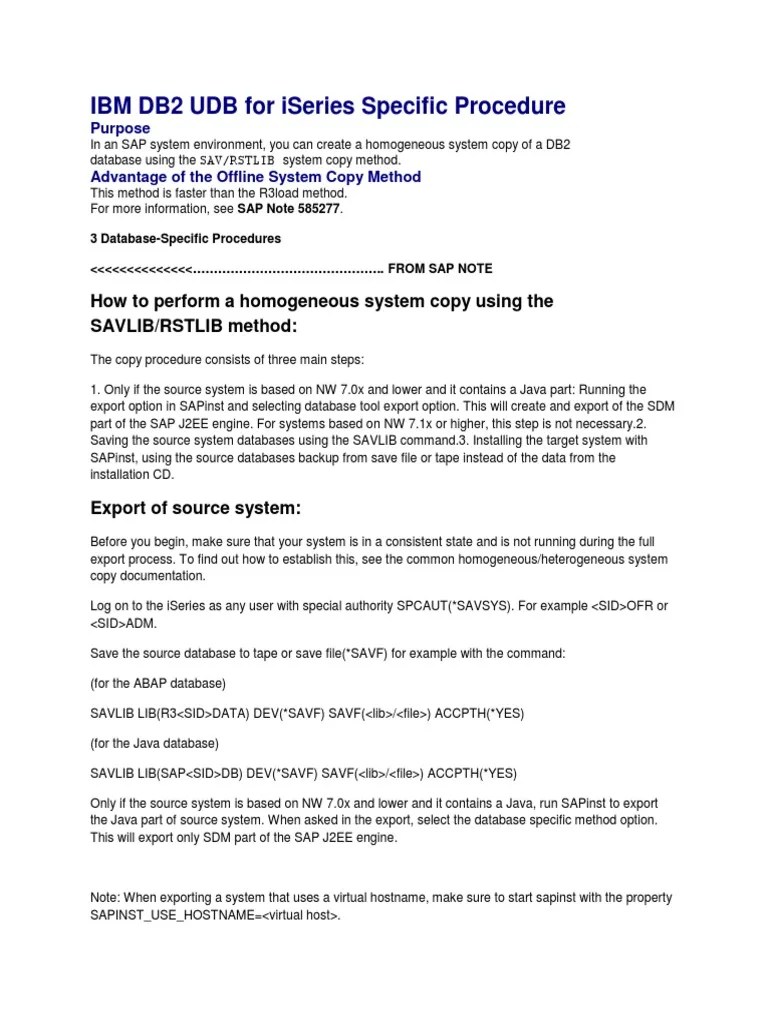 IBM DB2 UDB For ISeries Specific Procedure | PDF | Ibm System I ...