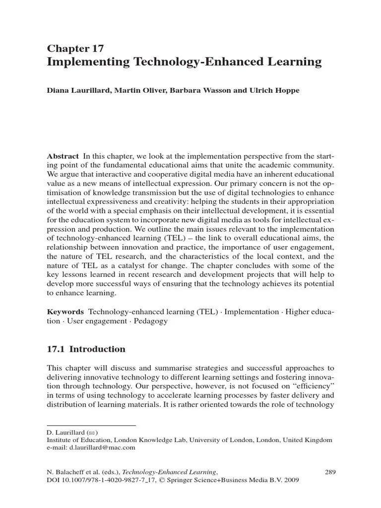 Implementing Technology-Enhanced Learning | PDF | Educational ...