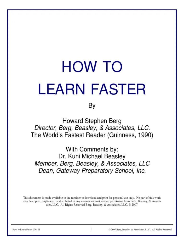 How To Learn Faster | PDF | Schema (Psychology) | Reading (Process)