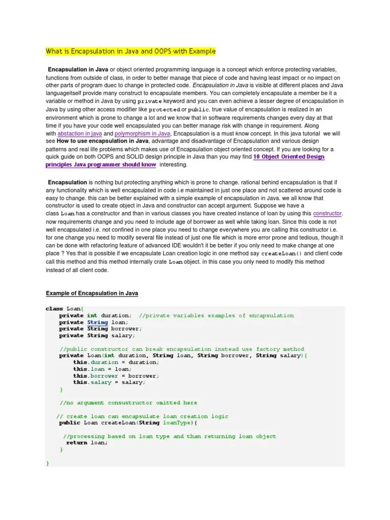 What Is Encapsulation In Java And OOPS With Example | Download Free PDF ...