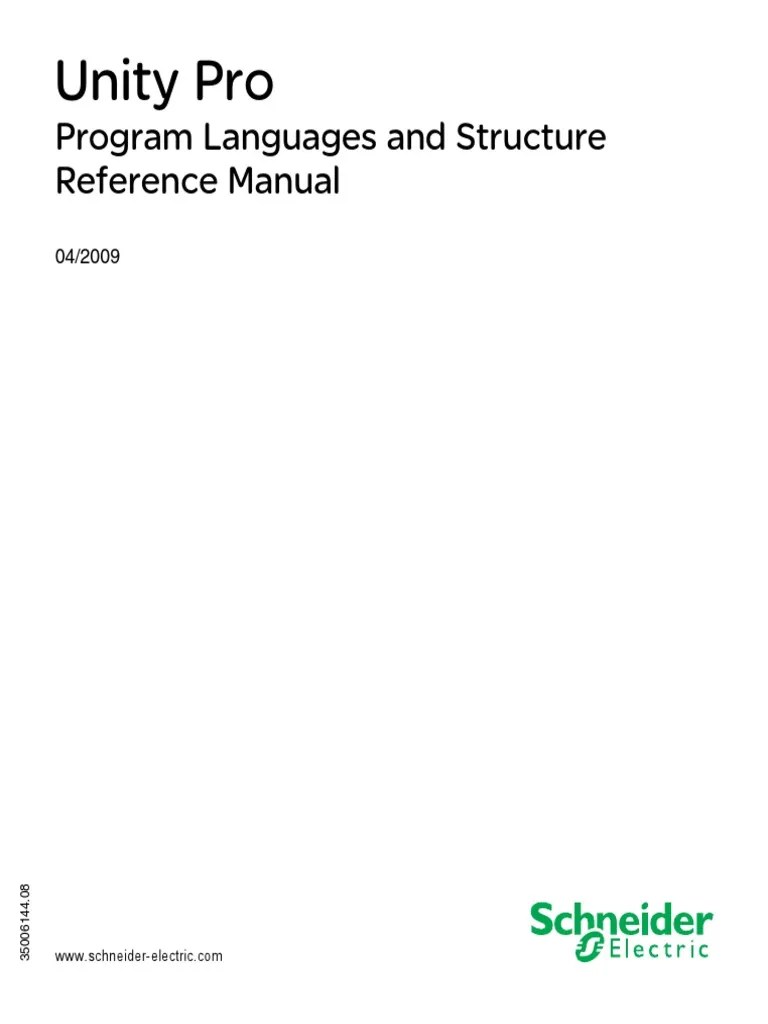 Schneider Unity Pro. Program Languages And Structure - Reference Manual ...