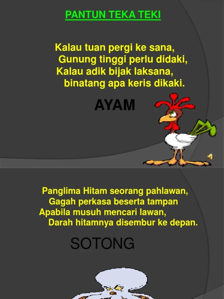 Slidesharecdn tinggi duduk di atas sekali,. Teka Teki Pantun Haiwan