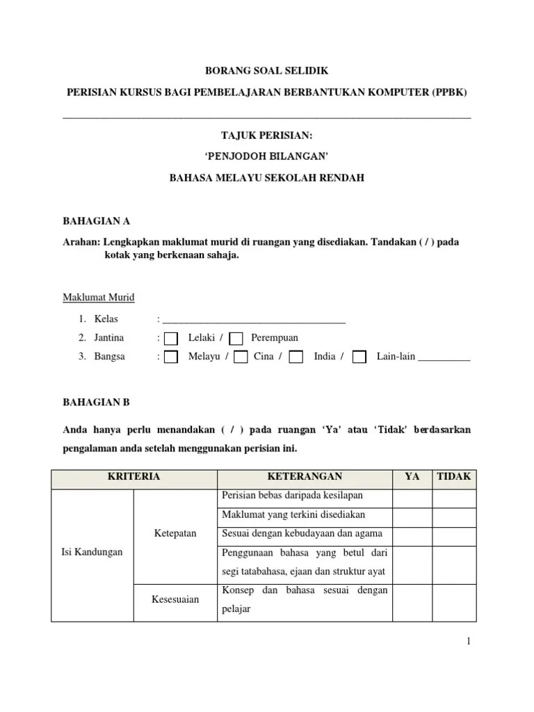 Borang Soal Selidik Sistem Pengangkutan Pt3 Idea Terkini Math Math Equations Borang soal selidik fyp 1.