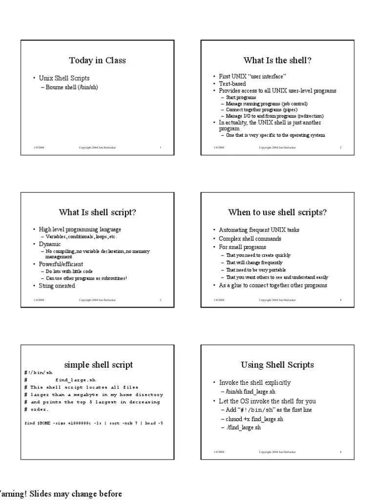 Shell Script Notes | PDF | Scripting Language | Unix