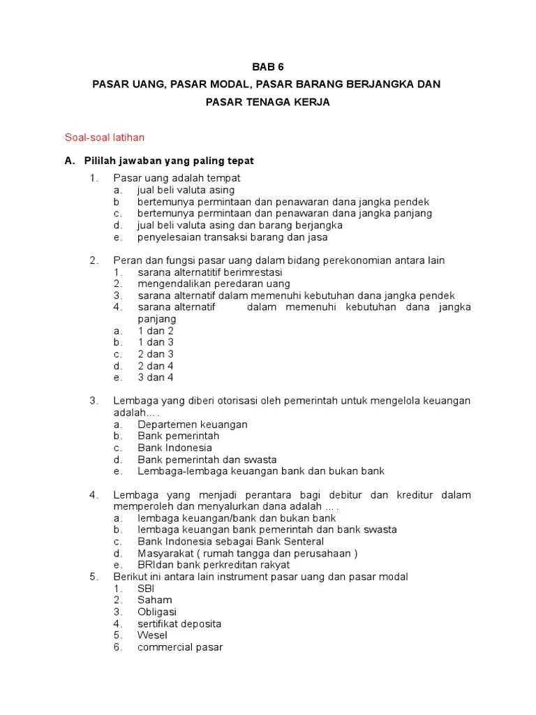 Bagaimana cara orang zaman dahulu mendapatkan kebutuhannya ? Soal Pasar Uang Dan Pasar Modal Pdf