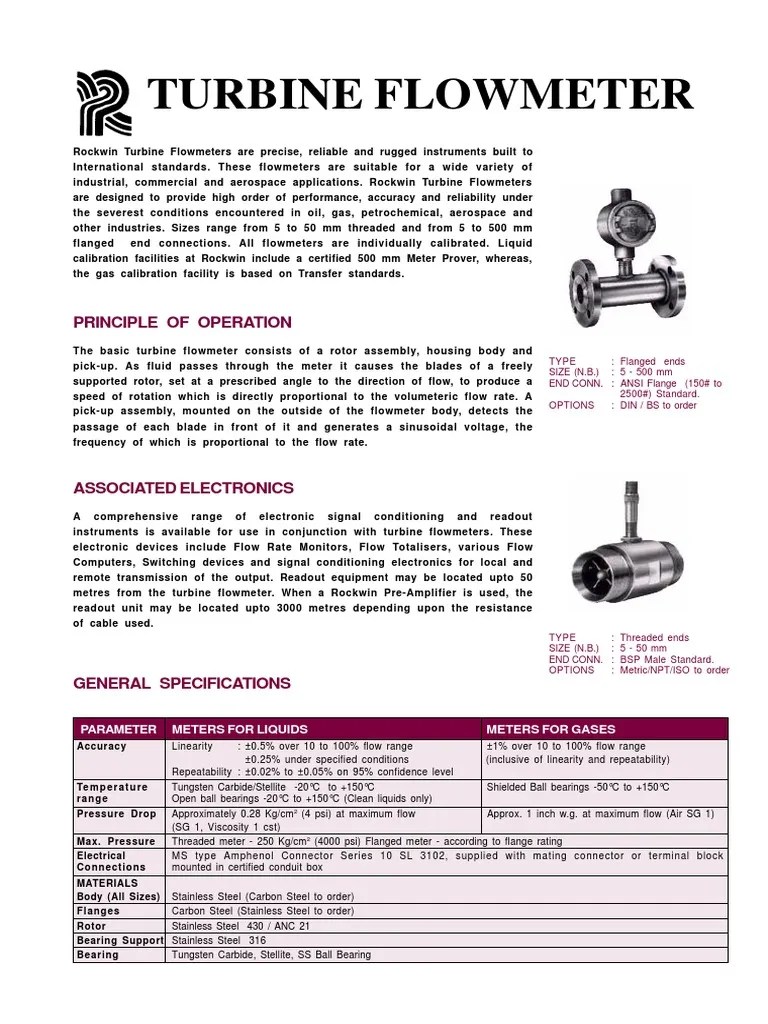 Turbine Pdf Flow Measurement Turbine