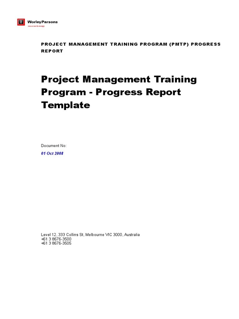 Project Management Training - Progress Report Template Rev 0 | PDF ...