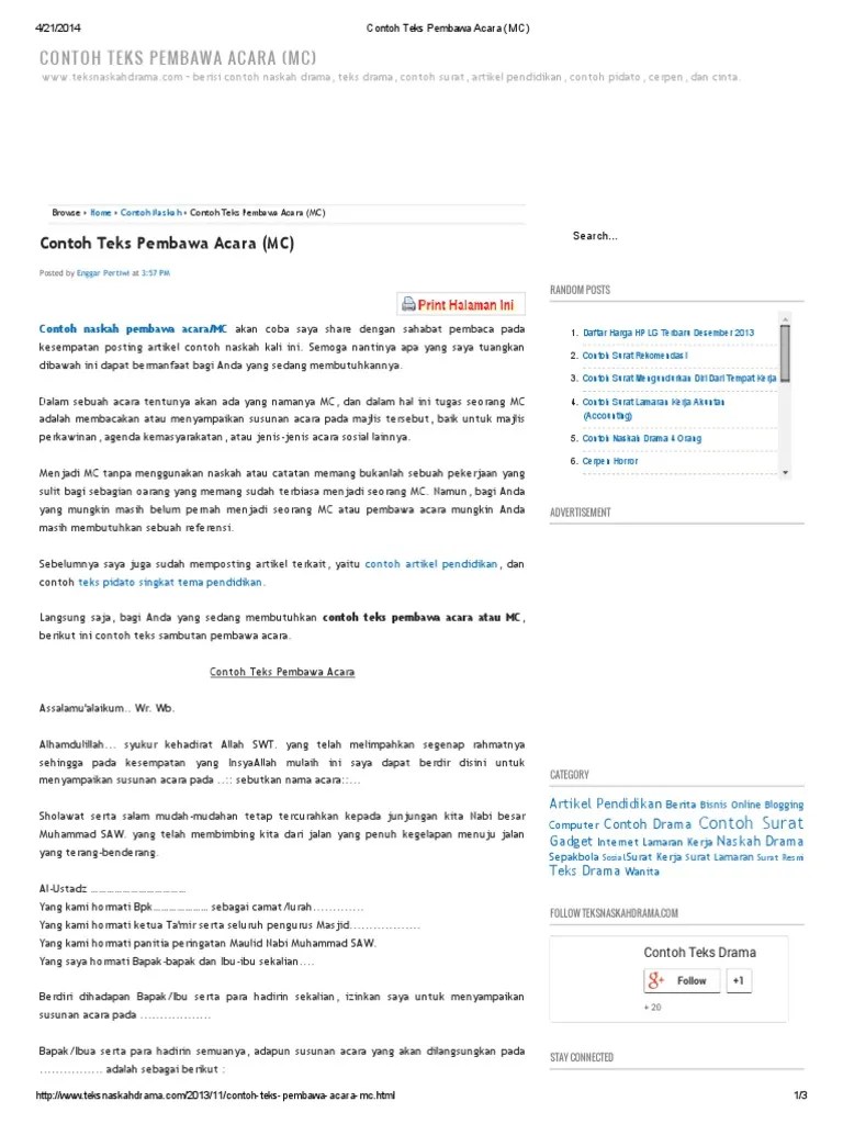 Sebelum beranjak pada contoh pidato bahasa sunda, akan lebih baik jika pembahasan terkait pidato bahasa sunda dimulai dari pengertian pidato secara umum. Teks Pembawa Acara Gokil - Kumpulan Contoh Teks MC