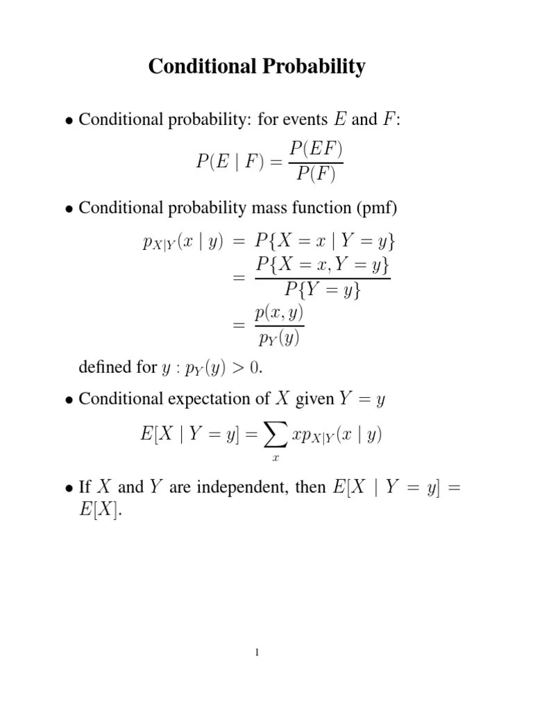 Conditional Probability | PDF | Expected Value | Poisson Distribution