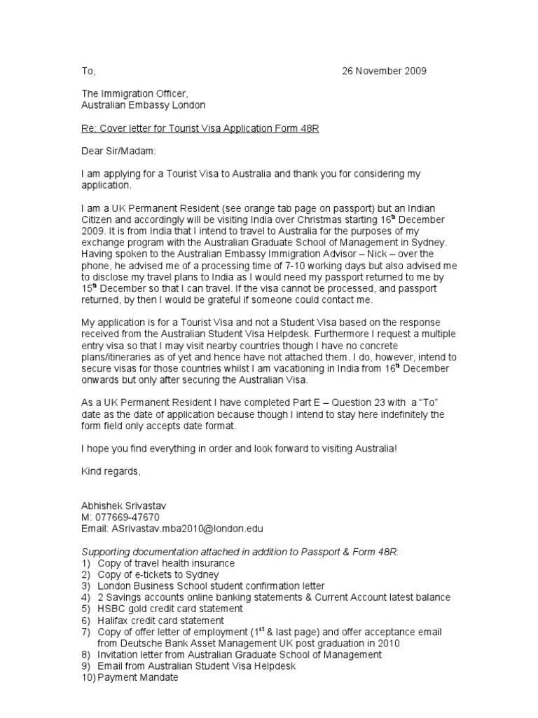 Cover letter for sending an application for a faculty position. Aussie Visa Cover Letter Pdf Travel Visa Passport