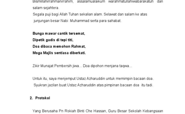 Teks pengacara majlis sambutan maulidur rasul 1436h atur cara 8.30 pagi. Teks Pengacara Majlis Ceramah Motivasi Tahun 6 2015 Otosection