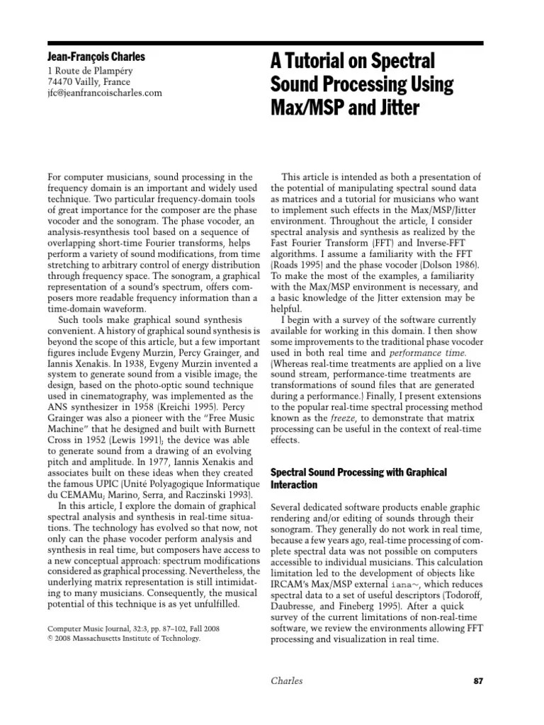 A Tutorial On MaxMSP | PDF | Fast Fourier Transform | Matrix (Mathematics)