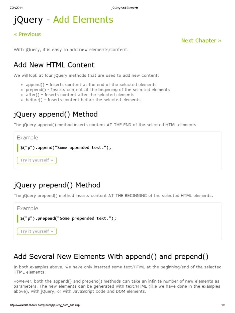 JQuery Add Elements | PDF | J Query | Human–Computer Interaction