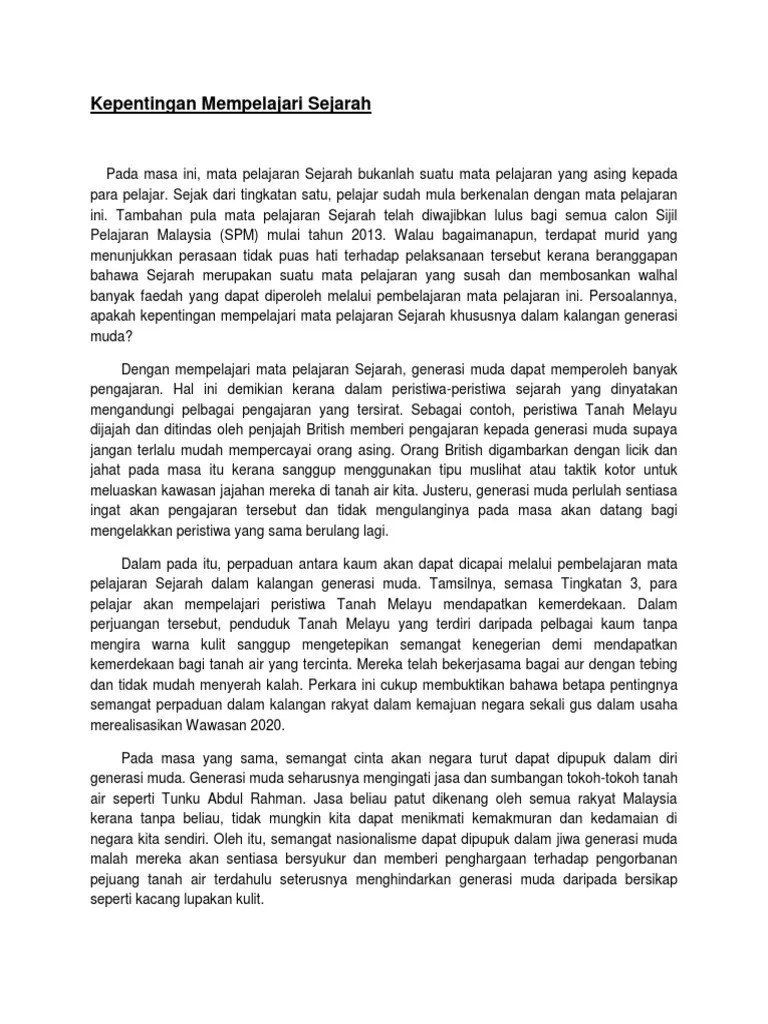 Apakah kepentingan untuk mempelajari mata pelajaran sejarah? Kepentingan Mempelajari Sejarah Pdf